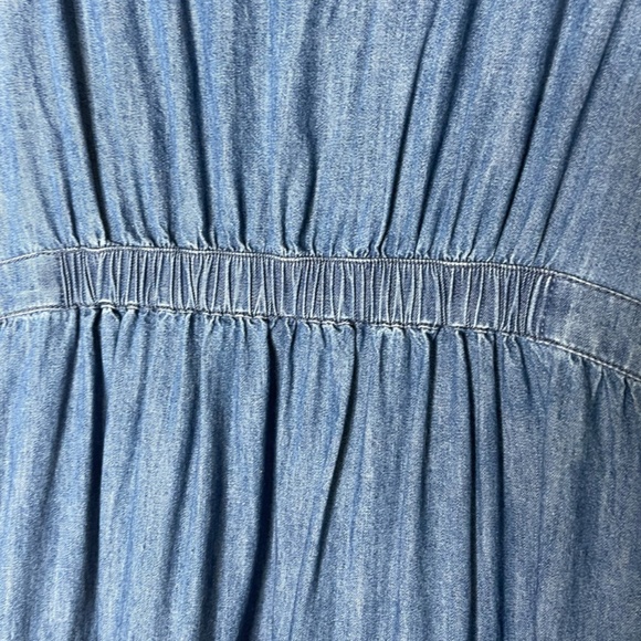 Gap x LoveShackFancy Chambray Tiered Midi Dress Size L Blue Button Down - Picture 7 of 16
